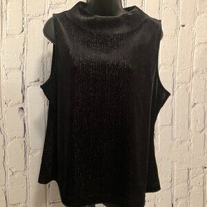 Halston Metallic - Flecked Mock Neck Sleeveless Top